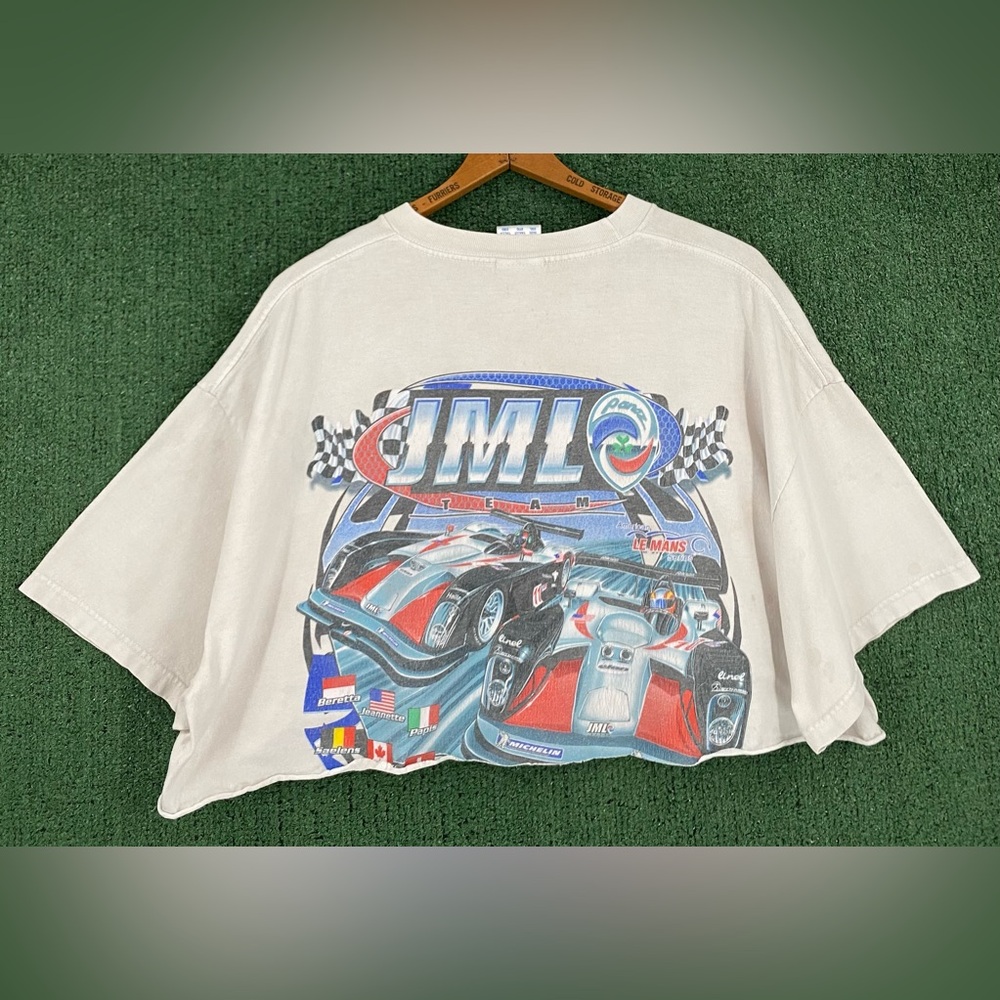 Vintage Y2K JML Racing Team Double Sided Cropped Distressed T-Shirt Women’s 2XL